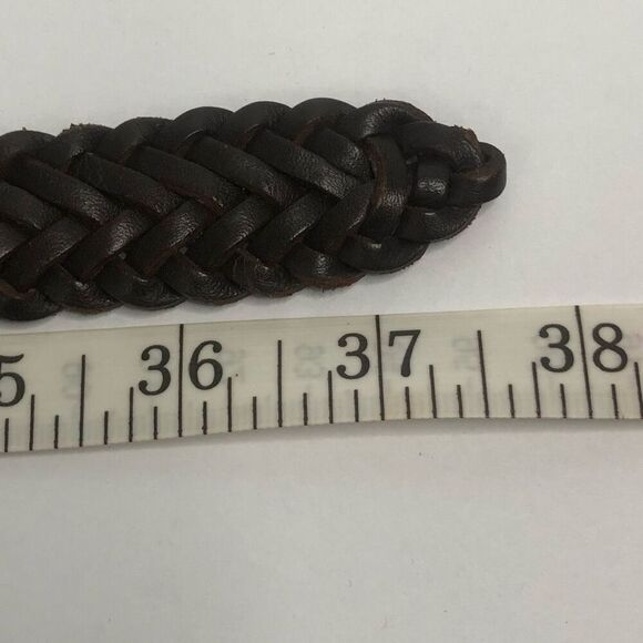 lands end brown leather braided belt large 1 inch wide classic work wear staple - Picture 8 of 8